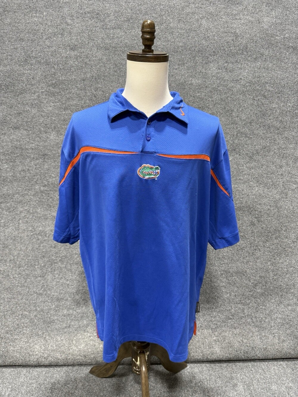 Nike Team Florida Gators Polo Shirt Mens XL Blue Orange Embroidered NCAA Golf